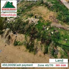 450,000$Cash payment!!Land for sale in Kfarehbab!!!