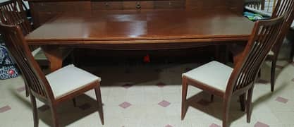 super old high quality wood table with 6 chairs
