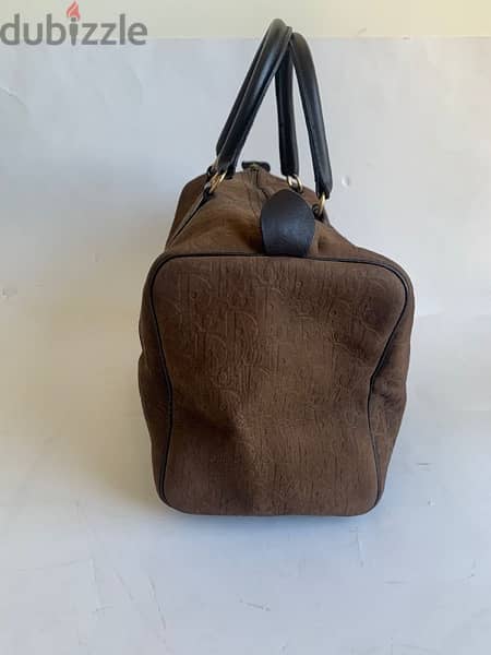80’s vintage Dior brown suede and leather boston bag 3