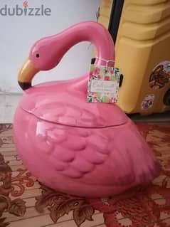 Flamingo Ceramic Candy Jar