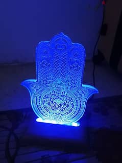 Hamsa Hand Blue Led Lamp 0