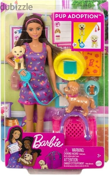 Barbie Doll and Accessories Pup Adoption Playset with Brunette Doll 1