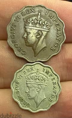عملة عملات قديمة واحد ونصف سنت قبرص الملك  جورج السادس