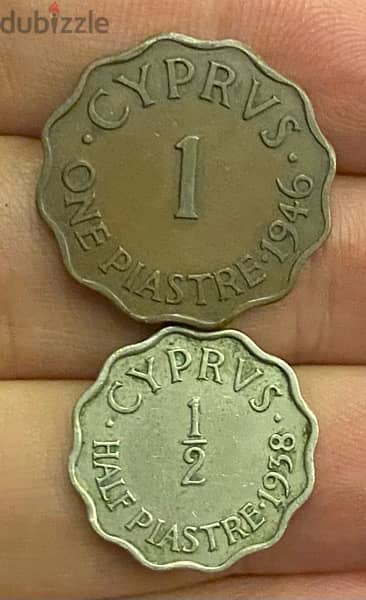 عملة عملات قديمة واحد ونصف سنت قبرص الملك  جورج السادس 1