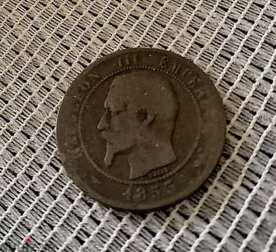 1853 France Napoleon III 10 Centimes Bronze coin