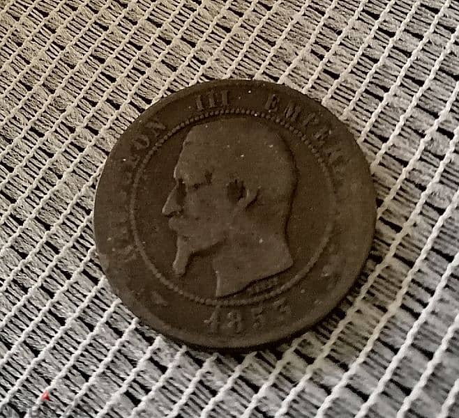 1853 France Napoleon III 10 Centimes Bronze coin 0