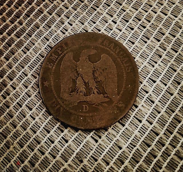 1853 France Napoleon III 10 Centimes Bronze coin 1