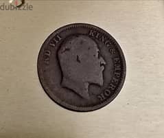1910 British India King Edward VII quarter Anna 0