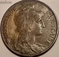 1914 WW1 France 5 Centimes D. Dupuis bronze coin 0