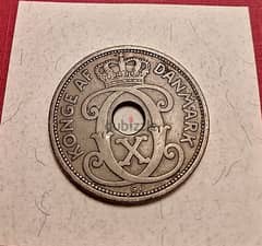 1930 Danmark King Christian X 5 Ore Bronze