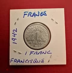 1942 France WW2 1 Franc Francisque 0