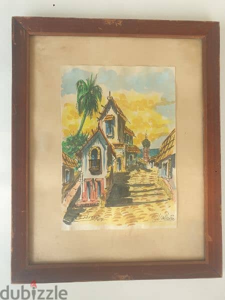 Our lady of Guadalupe,Puerto Vollarta,watercolor famous artist 1969 1