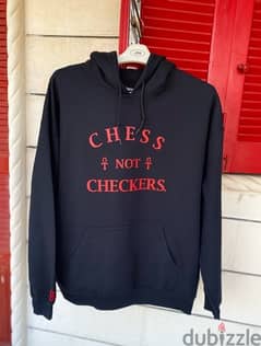 CHESS NOT CHECKERS Black Hoodie Size XL