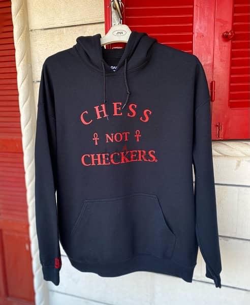 CHESS NOT CHECKERS Black Hoodie Size XL 1