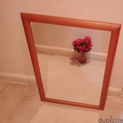 Household Mirror with Wooden Frame - Natural Brown, 84x59