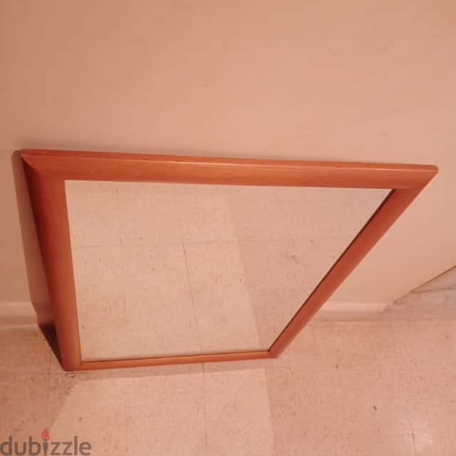 Household Mirror with Wooden Frame - Natural Brown, 84x59 3