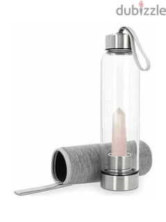 navarais/ glass water bottle with rose quarz