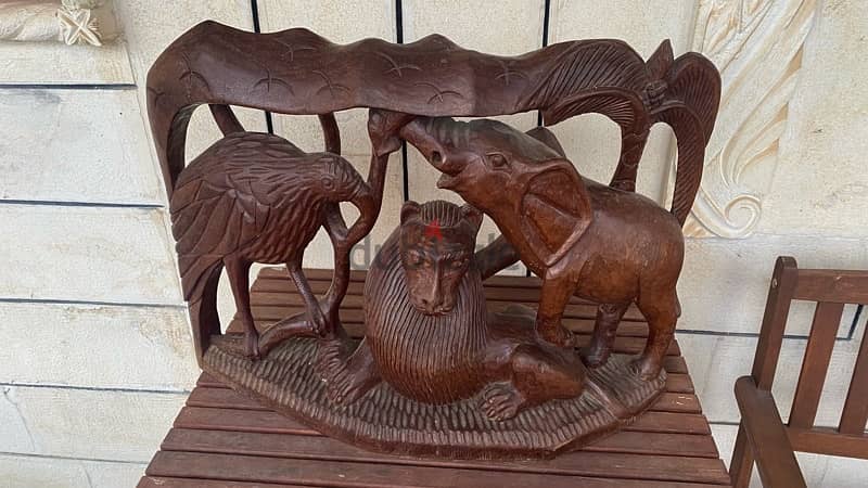 African Carved Wooden Sculpture 68 x 49 1