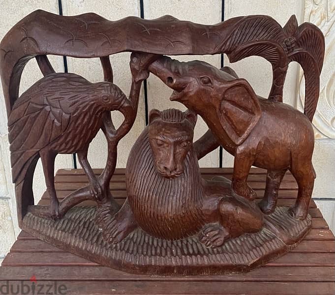 African Carved Wooden Sculpture 68 x 49 4