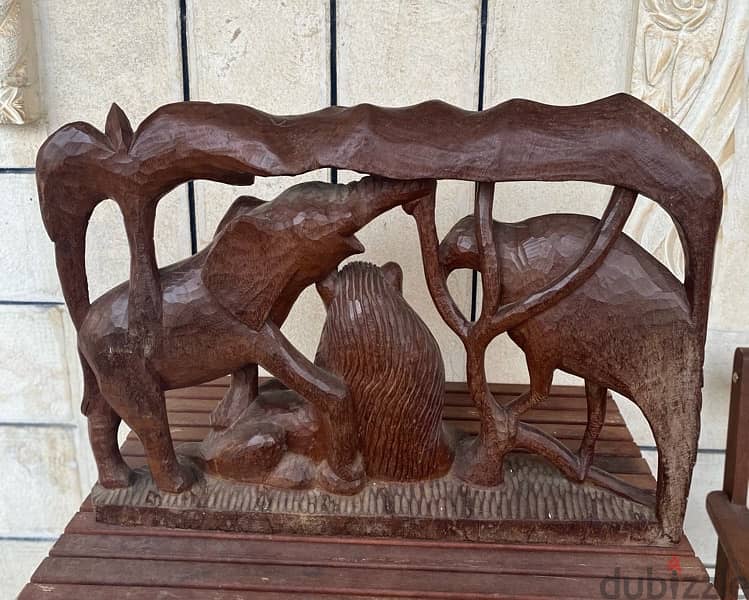 African Carved Wooden Sculpture 68 x 49 5