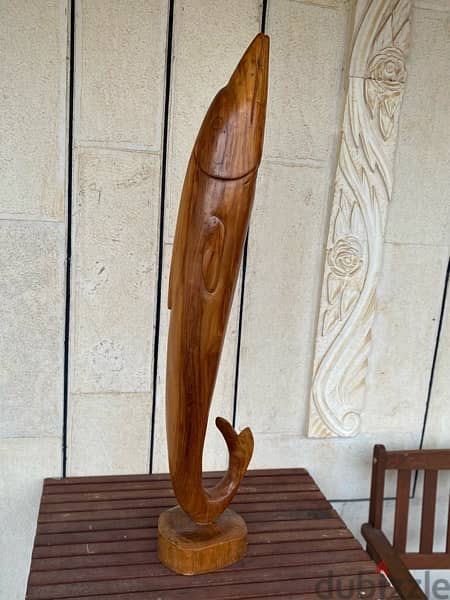 Fish Carved Wooden Sculpture 2