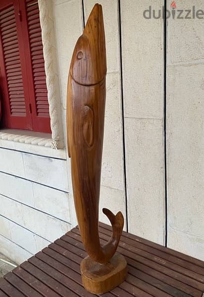 Fish Carved Wooden Sculpture 3