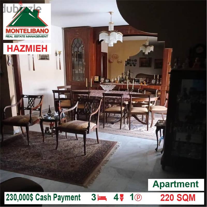 230,000$ Cash Payment!! Apartment for sale in Hazmieh!! 1