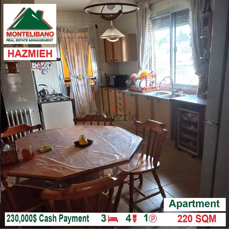 230,000$ Cash Payment!! Apartment for sale in Hazmieh!! 3