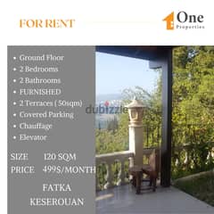 FURNISHED apartment for rent in FATKA/KESEROUAN, WITH A GREAT VIEW