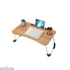 Wooden Foldable Laptop Table with Cup Slot 0