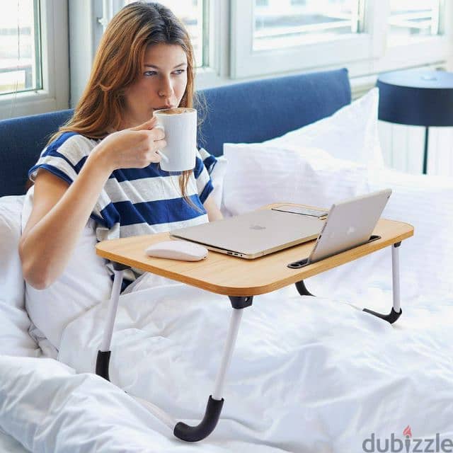Wooden Foldable Laptop Table with Cup Slot 1