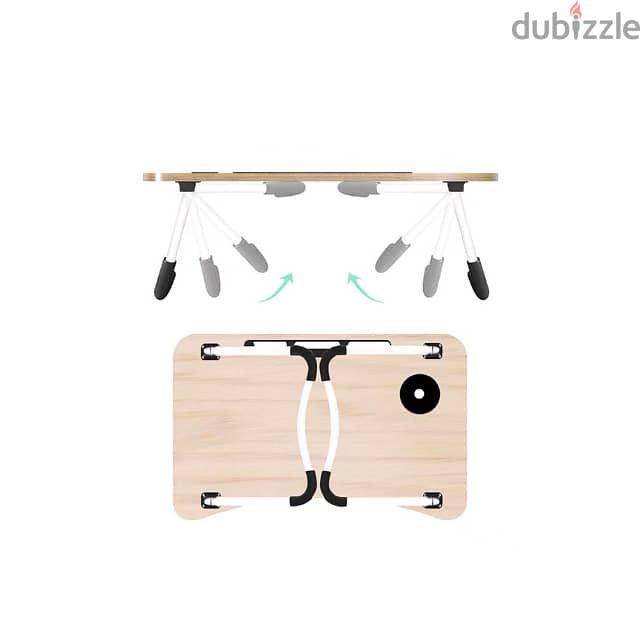 Wooden Foldable Laptop Table with Cup Slot 4
