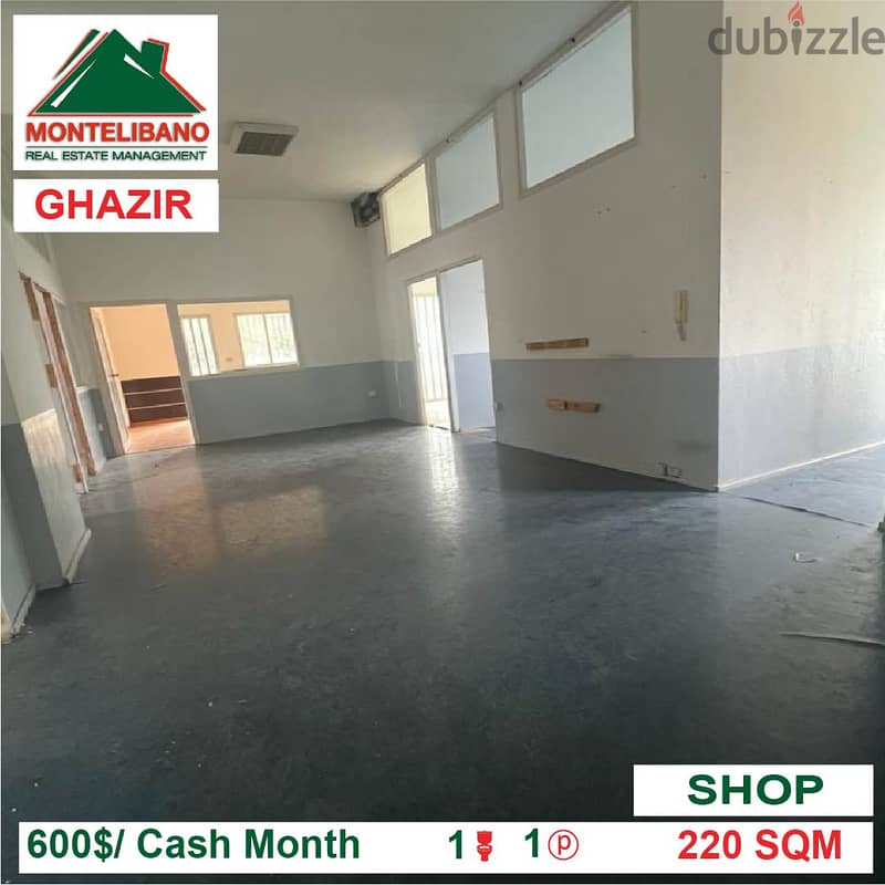600$/Cash Month!! Shop for rent in Ghazir!! 1