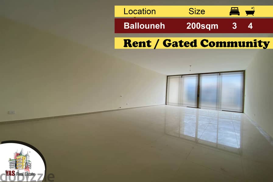 Ballouneh 200m2 | Rent | Excellent New Flat | Gated Community | EL IV 0