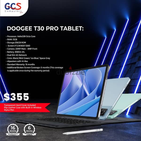 DOOGEE T30 PRO 11'' Octa-Core Gaming Tablet 15GB+256GB 8580mAh