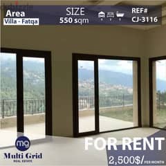 Villa For Rent in Fatqa, 550 m2, فيلا للإيجار في فتقا 0