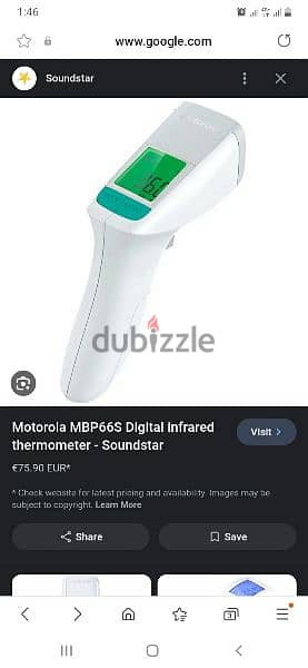 Motorola MBP66S Digital infrared thermometer Forehead, fluid and foods 2