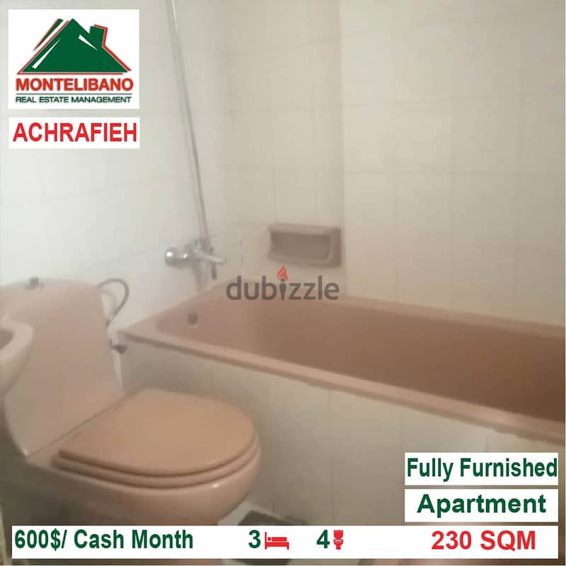 600$/Cash Month!! Apartment for rent in Achrafieh!! 3