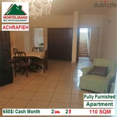 650$/Cash Month!! Apartment for rent in Achrafieh!! 0