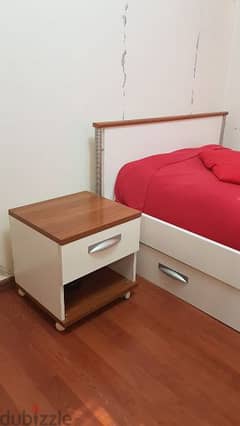 Bed with Mattress & Bedside Table 0