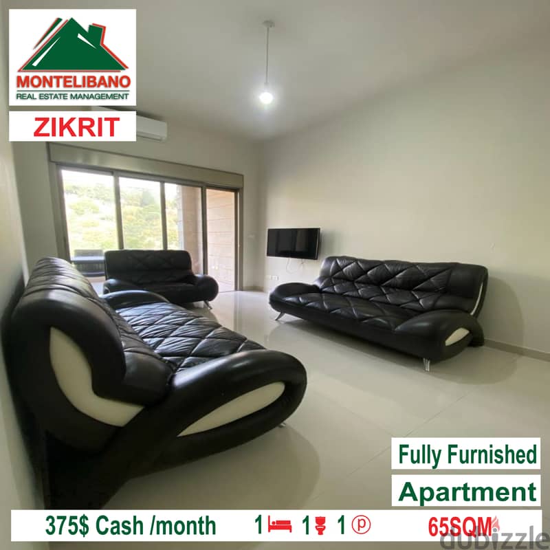 Apartmen in Zikrit 375$!!! Fully Furnished!!! 1