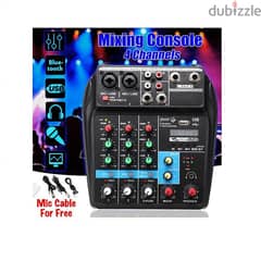 DJ Mixer 4 Channels Console Effects Processor with Sound Card - AMX4