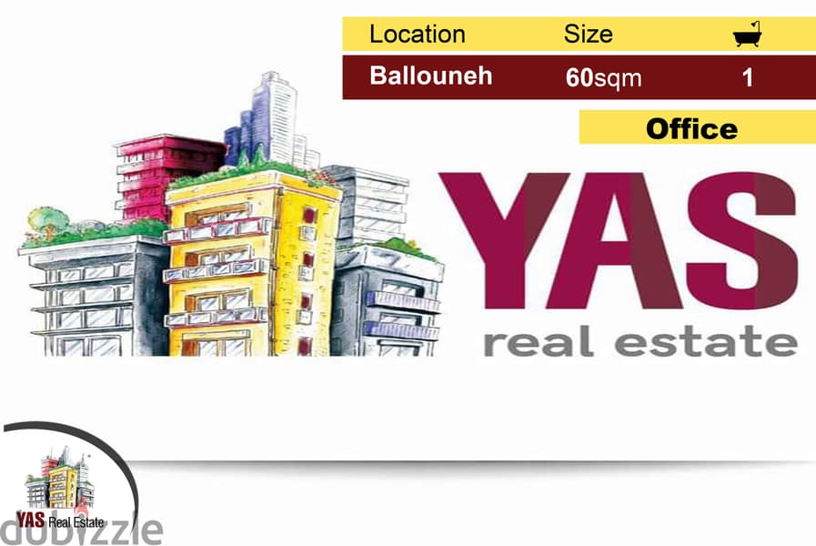 Ballouneh 60m2 | Office For Rent | Prime Location | Excellent Conditio 0