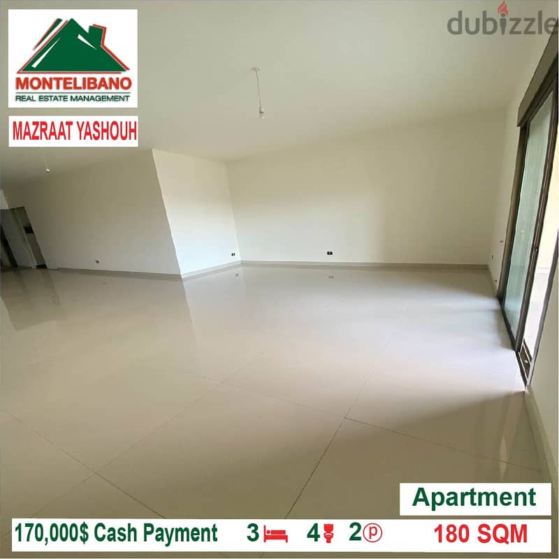 170,000$ Cash Payment!! Apartment for sale in Mazraat Yashouh!! 1