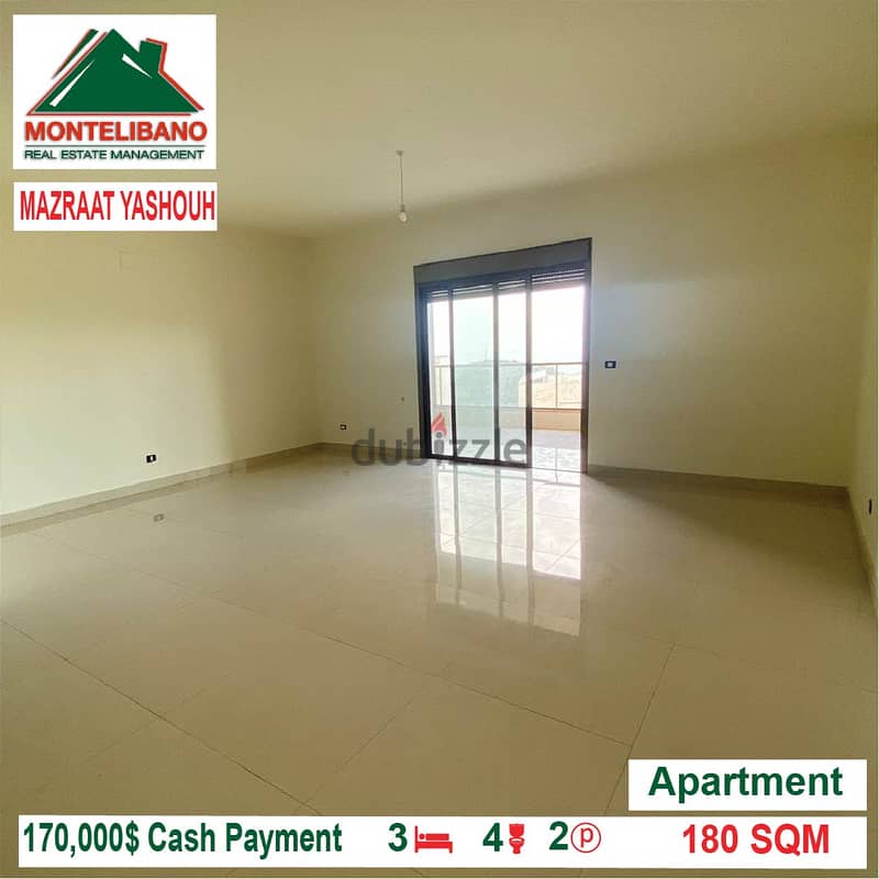 170,000$ Cash Payment!! Apartment for sale in Mazraat Yashouh!! 2