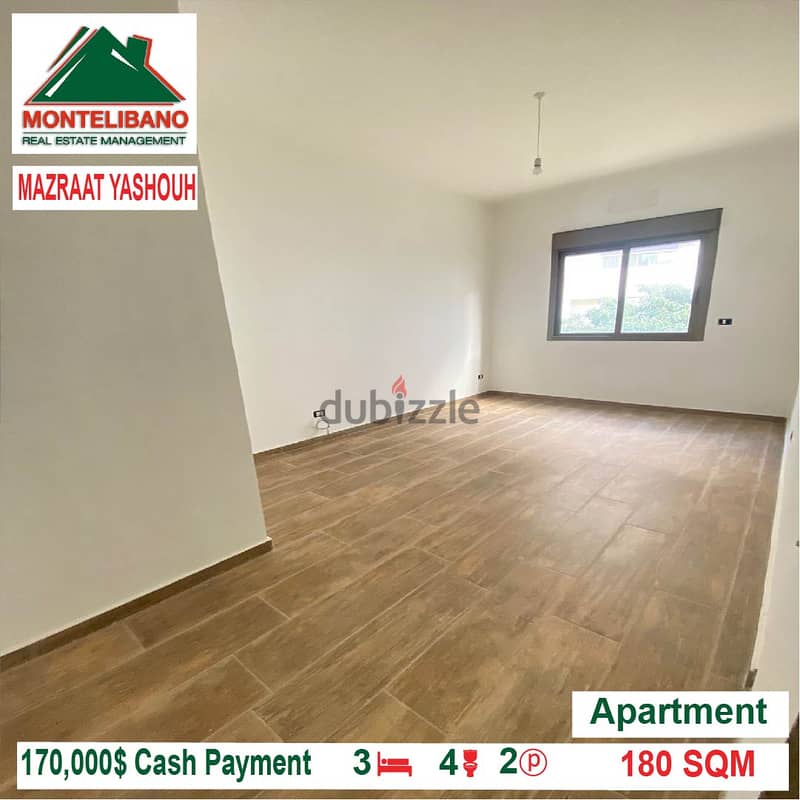 170,000$ Cash Payment!! Apartment for sale in Mazraat Yashouh!! 3