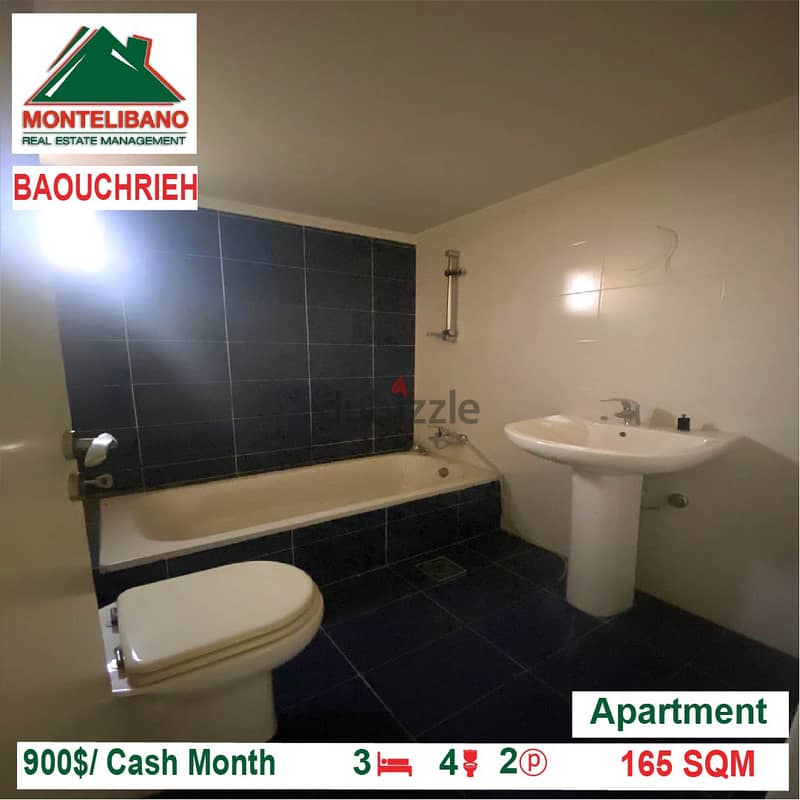 900$/Cash Month!! Apartment for rent in Baouchrieh!! 3