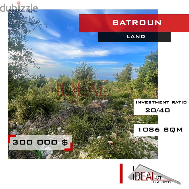 Land for sale in Batroun 1086 sqm ref#jcf3308 0