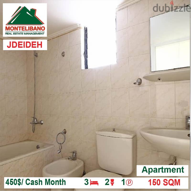 450$/Cash Month!! Apartment for rent in Jdeideh!! 3