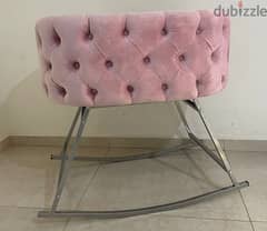 german store upholstered cradle velvet pink